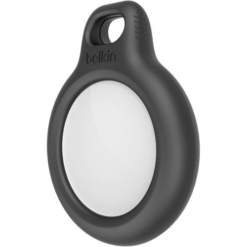 벨킨 Belkin Apple AirTag Secure Holder with Key Ring - Durable, Scratch-Resistant Case with Open Face & Raised Edges - Protective AirTag Keychain Accessory for Keys, Pets, Luggage, & More - Black