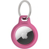 Belkin Apple AirTag Secure Holder with Key Ring - Durable, Scratch-Resistant Case with Open Face & Raised Edges - Protective AirTag Keychain Accessory for Keys, Pets, Luggage, & More - Pink