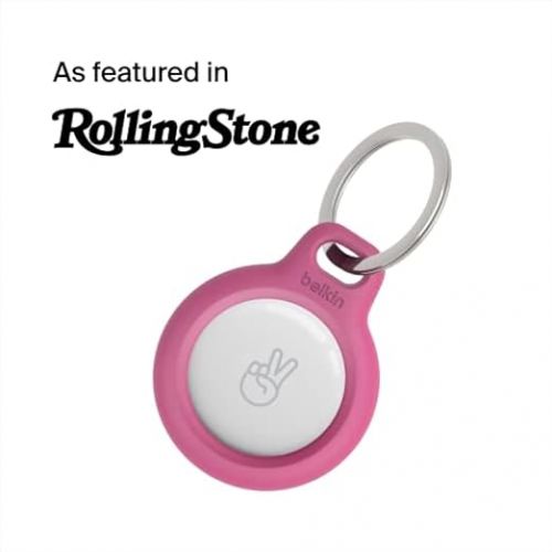 벨킨 Belkin Apple AirTag Secure Holder with Key Ring - Durable, Scratch-Resistant Case with Open Face & Raised Edges - Protective AirTag Keychain Accessory for Keys, Pets, Luggage, & More - Pink