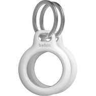 Belkin Apple AirTag Secure Holders with Key Ring - Durable, Scratch-Resistant Case with Open Face & Raised Edges - Protective AirTag Keychain Accessory for Keys, Pets, Luggage, & More - 2-Pack White