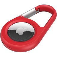 Belkin Apple AirTag Secure Holder with Carabiner - Durable Scratch Resistant Case With Open Face & Raised Edges - Protective AirTag Keychain Accessory For Keys, Pets, Luggage & More - Red