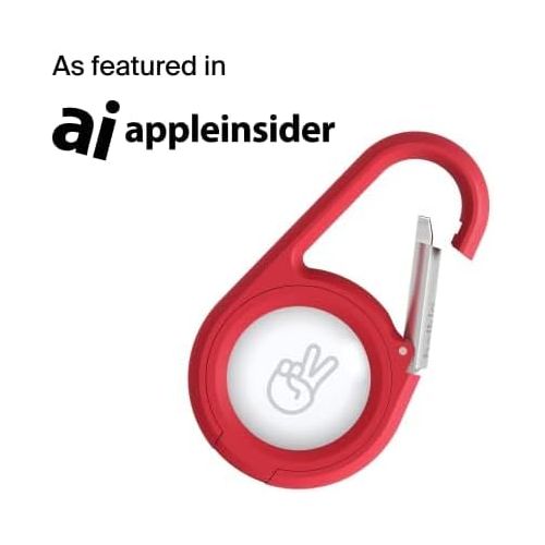 벨킨 Belkin Apple AirTag Secure Holder with Carabiner - Durable Scratch Resistant Case With Open Face & Raised Edges - Protective AirTag Keychain Accessory For Keys, Pets, Luggage & More - Red