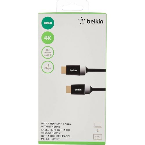 벨킨 Belkin HDTV High-Speed HDMI Cable with Ethernet, 4K / Ultra HD Compatible (1 Meter / 3.3 Feet)