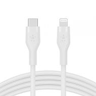 Belkin BoostCharge Flex Silicone USB-C to Lightning Cable (2M/6.6FT), MFi-Certified Charging Cable for iPhone Series with Cable Clip - White