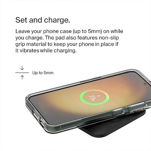 벨킨 Belkin BoostCharge Pro 15W Universal Easy Align Wireless Charging Pad, Fast Qi Charger, Large Charging Pad for Apple iPhone, Samsung Galaxy, Apple AirPods Pro, and Other Devices - Black