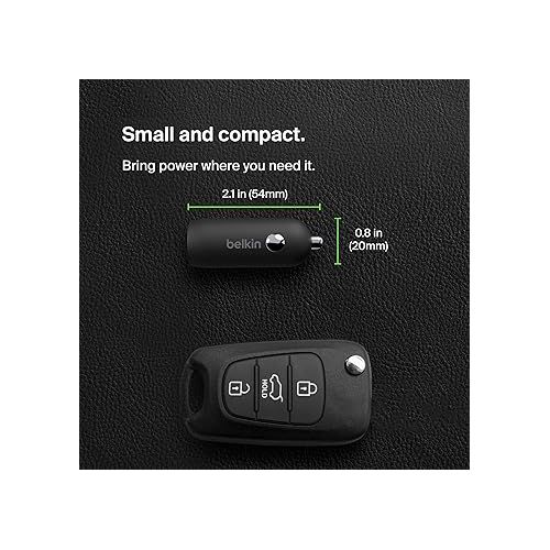 벨킨 Belkin Boost↑Charge™ 30W Fast Car Charger, Compact Design w/USB-C Power Delivery Port, Universal Compatibility for iPhone 14, Galaxy S23, Note Series, and More - Black