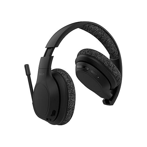 벨킨 Belkin SoundForm Adapt Wireless Over-Ear Headset,?Headphones for Work, Play, Gaming, & Travel w/Built-in Boom Microphone, 45H Battery Life - Compatible with iPhone, iPad, Galaxy, and More - Black