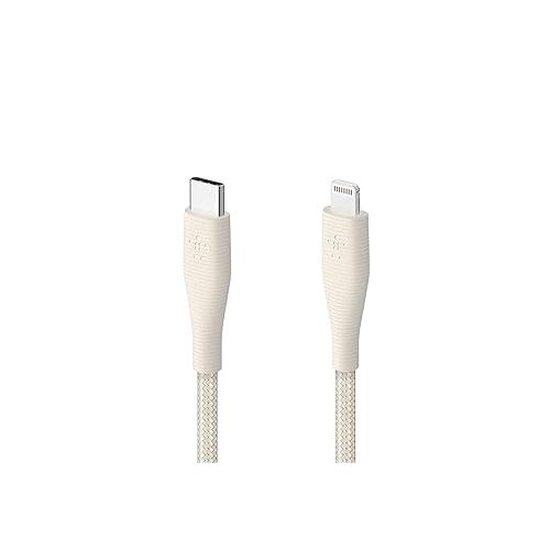 벨킨 Belkin Braided USB-C to Lightning Cable - 1.5m (5ft Fast Charging iPhone USB-C Cable for iPhone 13,12,11, 11 Pro, 11 Pro Max, XS, XS Max, XR, X, MacBook, iPad and More, Apple MFi-Certified)