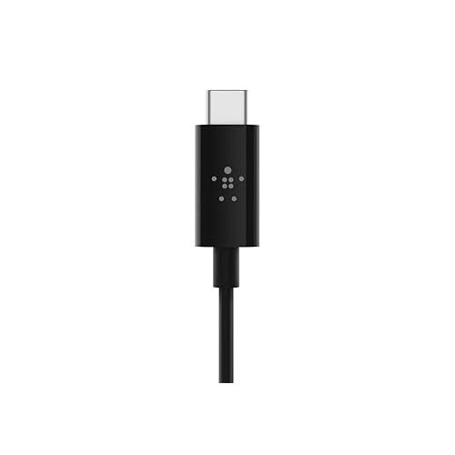벨킨 Belkin Rockstar Usb-C to Aux Cable (Usb-C to 3.5mm Audio Cable, Usb-C to Audio Cable) for Note10, Pixel3, iPad Pro and More (3ft, Black), F7U079bt03-BLK