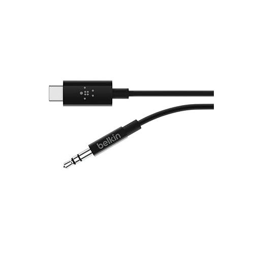 벨킨 Belkin Rockstar Usb-C to Aux Cable (Usb-C to 3.5mm Audio Cable, Usb-C to Audio Cable) for Note10, Pixel3, iPad Pro and More (3ft, Black), F7U079bt03-BLK