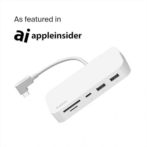 벨킨 Belkin USB-C 6-in-1 Multiport Hub with Mount - USB Hub - USB C Docking Station with Micro SD Card Reader - Powered USB Hub - Compatible with MacBook, Chromebook, iMac, PC & Other USB-C Devices