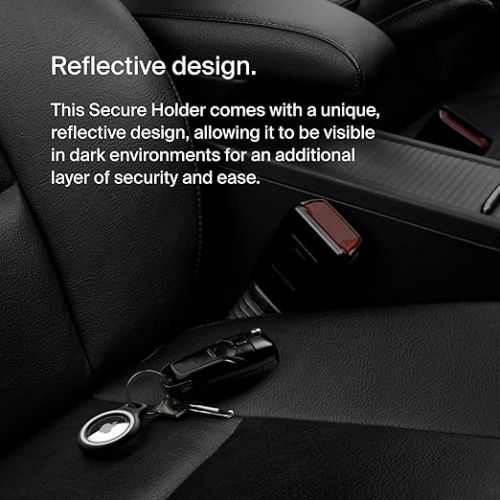 벨킨 Belkin Apple AirTag Reflective Secure Holder w/Key Ring - AirTag Keychain - AirTag Holder - AirTag Keychain Accessories - Reflective & Scratch Resistant AirTag Case w/Raised Edges - 4-Pack Grayscale