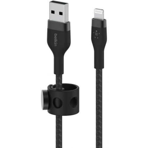 벨킨 Belkin BoostCharge Pro Flex Braided USB Type A to Lightning Cable (1M/3.3FT), MFi Certified Charging Cable for iPhone 14, 13, 12, 11, Pro, Max, Mini, SE, iPad - Black