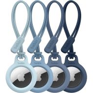 Belkin Apple Airtag Secure Holder w/Strap - Apple Airtag Holder w/Strap for Key Ring - Airtag Keychain Accessories - Scratch Resistant Airtag Case w/Raised Edges - 4-Pack Blue Gradient