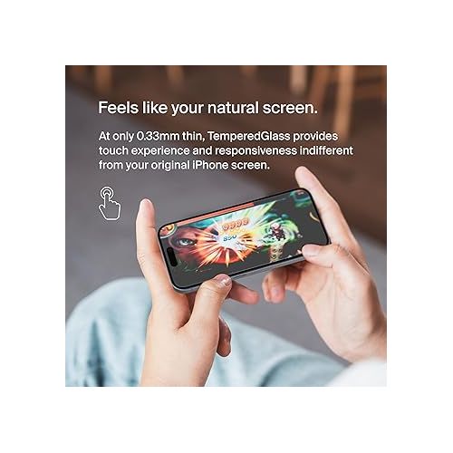 벨킨 Belkin ScreenForce TemperedGlass Treated Privacy Screen Protector for iPhone 15 Pro - Slim & Scratch-Resistant - Includes Easy Align Tray for Bubble Free Application