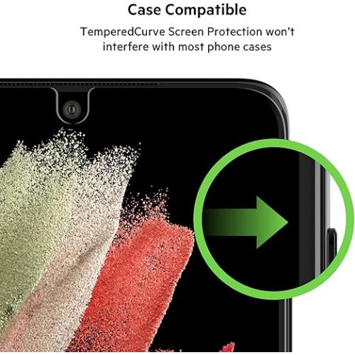 벨킨 Belkin ScreenForce Tempered Curve Screen Protector for Galaxy S21 Ultra, Case Compatible and Easy Application