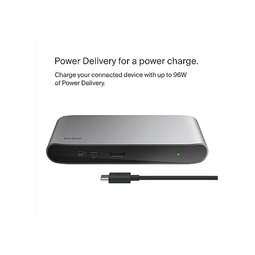 벨킨 Belkin Connect Thunderbolt 4 Docking Station, 5-in-1 USB-C Multiport Core Hub w/ 96W Power Delivery for Mac, Windows, Single 8K or Dual 4K Display, Thunderbolt 4 Cable & Power Supply Included