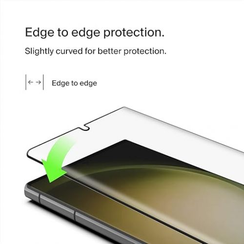 벨킨 Belkin SCREENFORCE™ TrueClear Curve Blue Light Filter Screen Protector for Galaxy S23 Ultra with Edge-to-Edge Fit & Flawless Application w/Included Easy Align Tray for Bubble Free Application