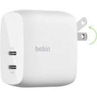 Belkin BoostCharge Dual USB-C Wall Charger w/PPS 60W?for Apple iPhone 15, 15 Plus, 15 Pro, 15 Pro Max, iPad, Galaxy S23, Google Pixel - Compatible w/USB-C to Lightning Cable & USB-C to USB-C - White