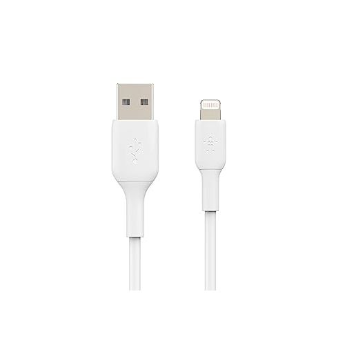 벨킨 Belkin BoostCharge Lightning Cable - 9.8ft/3M - MFi Certified Apple iPhone Charger USB to Lightning Cable - iPhone Cable - iPhone Charger Cord - Apple Charger - USB Phone Charger - White