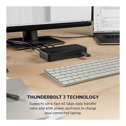 벨킨 Belkin Thunderbolt 3 Dock Plus Thunderbolt 3 Cable - USB-C Hub - 8-In-1 Docking Station for MacOS & Windows, Dual 4K @60Hz, 40Gbps Transfer Speed, 60W Upstream Charging, w/ Ethernet & Audio Ports