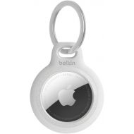 Belkin Apple AirTag Reflective Secure Holder With Key Ring - Apple AirTag Keychain - AirTag Holder - AirTag Keychain Accessories - Reflective & Scratch Resistant AirTag Case With Raised Edges - White