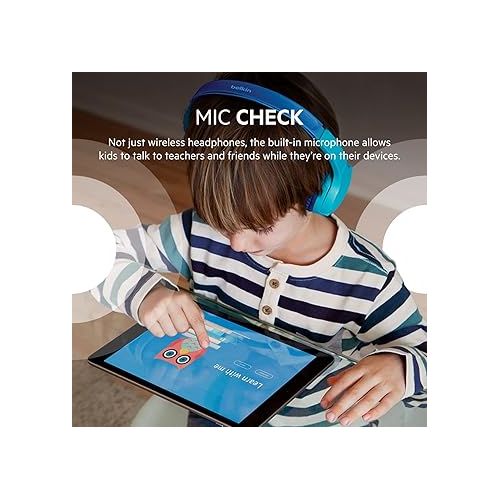 벨킨 Belkin SoundForm Mini - Wireless Bluetooth Headphones for Kids with 30H Battery Life, 85dB Safe Volume Limit, Built-in Microphone - Kids On-Ear Earphones for iPhone, iPad, & More - Blue w/ Case