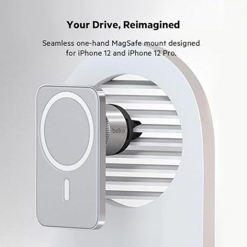 벨킨 Belkin MagSafe Vent Mount Pro - for Car, Magnetic Phone Holder Compatible with iPhone 15, iPhone 15 Pro, iPhone 15 Pro Max, iPhone 14 Series, iPhone 13 Series, and Mini - Gray