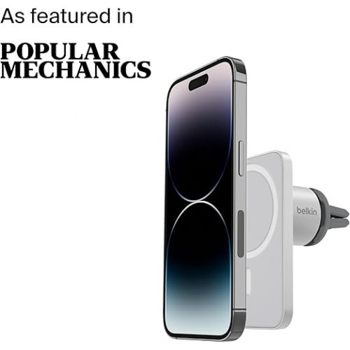 벨킨 Belkin MagSafe Vent Mount Pro - for Car, Magnetic Phone Holder Compatible with iPhone 15, iPhone 15 Pro, iPhone 15 Pro Max, iPhone 14 Series, iPhone 13 Series, and Mini - Gray