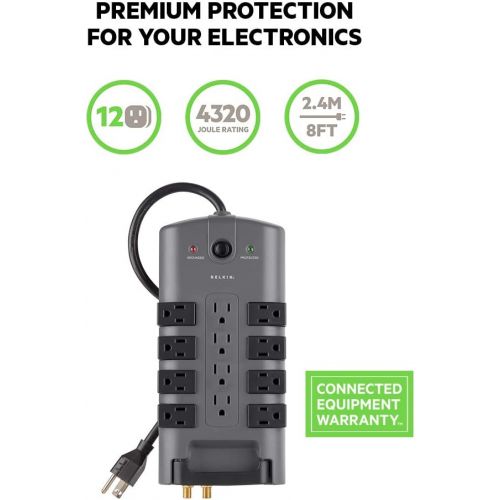 벨킨 [아마존 핫딜] [아마존핫딜]Belkin 12-Outlet Pivot-Plug Power Strip Surge Protector w/ 8ft Cord  Ideal for Computers, Home Theatre, Appliances, Office Equipment and more (4,320 Joules)