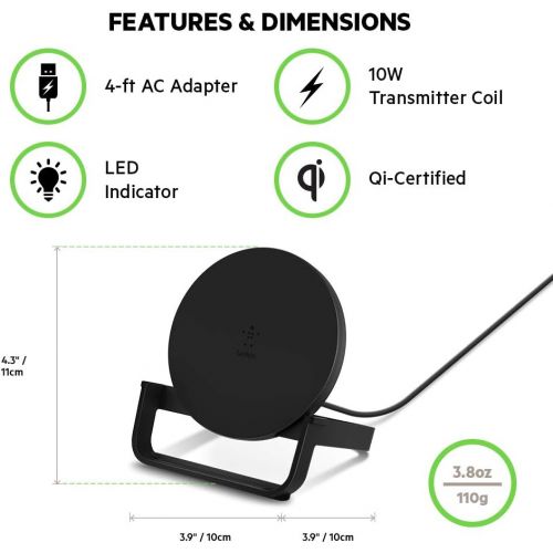 벨킨 [아마존핫딜][아마존 핫딜] Belkin Boost Up Wireless Charging Stand 10W Wireless Charger for iPhone 11, Pro, Max, XS, Max, XR, X, 8, Plus/Samsung Galaxy S10, Note10 and More