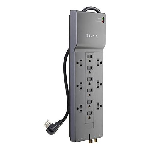 벨킨 [아마존베스트]Belkin 12-Outlet Power Strip Surge Protector w/ 8ft Cord  Ideal for Computers, Home Theatre, Appliances, Office Equipment and more (3,940 Joules)