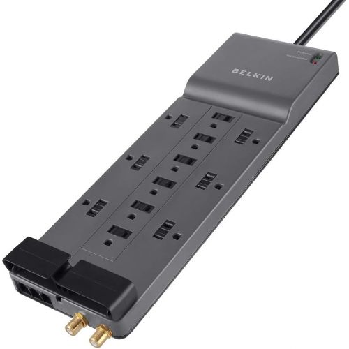 벨킨 [아마존베스트]Belkin 12-Outlet Power Strip Surge Protector w/ 8ft Cord  Ideal for Computers, Home Theatre, Appliances, Office Equipment and more (3,940 Joules)