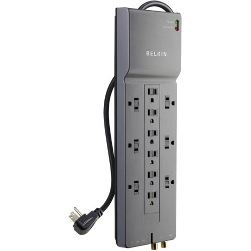 벨킨 [아마존베스트]Belkin 12-Outlet Power Strip Surge Protector w/ 8ft Cord  Ideal for Computers, Home Theatre, Appliances, Office Equipment and more (3,940 Joules)