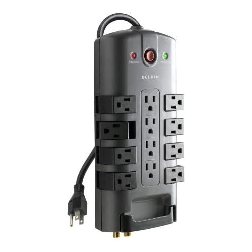 벨킨 [아마존베스트]Belkin 12-Outlet Pivot-Plug Power Strip Surge Protector w/ 8ft Cord  Ideal for Computers, Home Theatre, Appliances, Office Equipment and more (4,320 Joules)