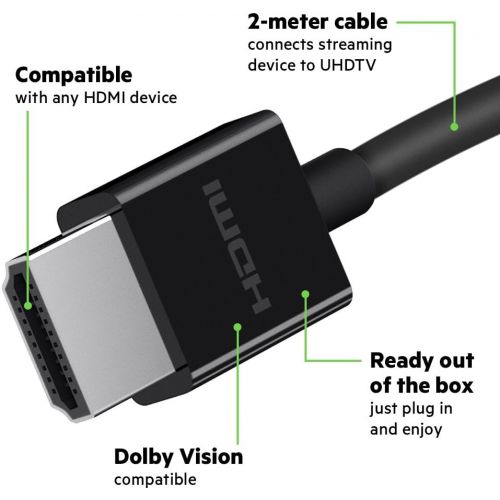 벨킨 [아마존베스트]Belkin Ultra HD High Speed HDMI Cable, Optimal Viewing for Apple TV and Apple TV 4K, Dolby Vision HDR, 2 M/6.ft  Black