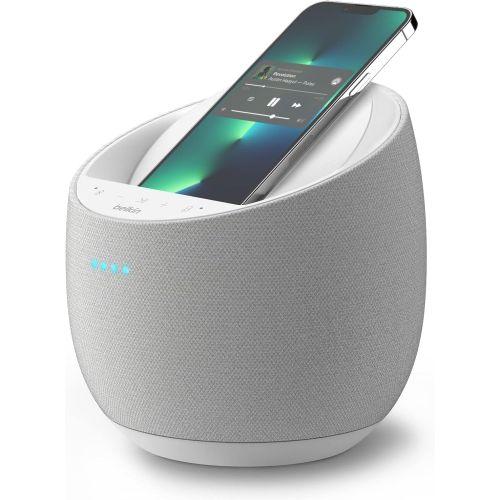 벨킨 Belkin SoundForm Elite Hi-Fi Smart Speaker + Wireless Charger, Qi Charging Dock with Sound Acoustics by Devialet, Alexa Voice Controlled Bluetooth Speaker for iPhone, Galaxy and Mo