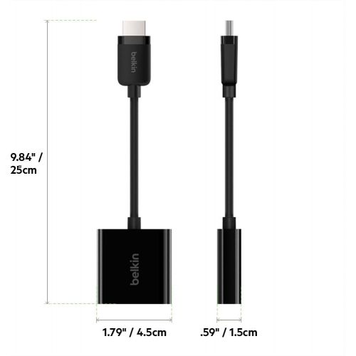 벨킨 Belkin AV10170bt HDMI to VGA Adapter with Micro-USB Power and Audio Support, Compatible with Apple TV 4K and Most TVs