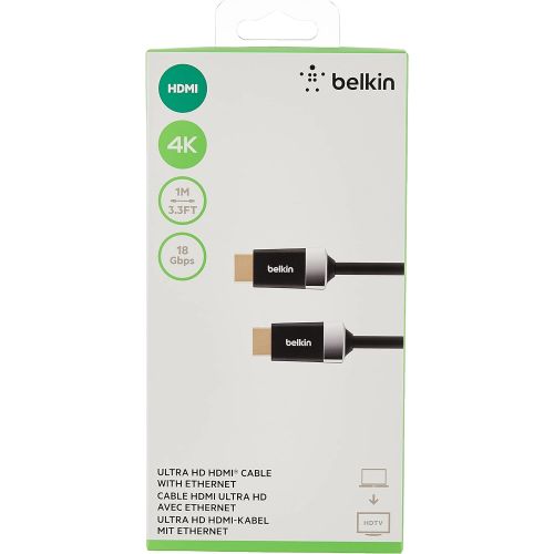 벨킨 Belkin HDTV High-Speed HDMI Cable with Ethernet, 4K / Ultra HD Compatible (1 Meter / 3.3 Feet)