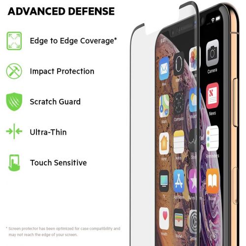 벨킨 Belkin ScreenForce TemperedCurve Screen Protection for iPhone Xs Max - iPhone Xs Max Screen Protector (F8W915zzBLK)