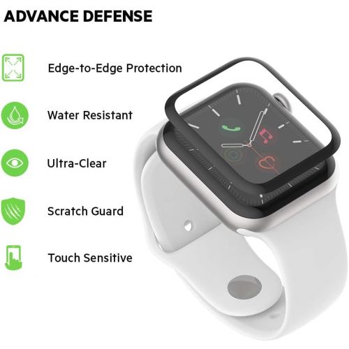 벨킨 Belkin Apple Watch Series 5 Screen Protector, Apple Watch Series 4 Screen Protector (Edge-to-Edge Apple Watch Screen Protector 44mm) (OVG002zzBLK)