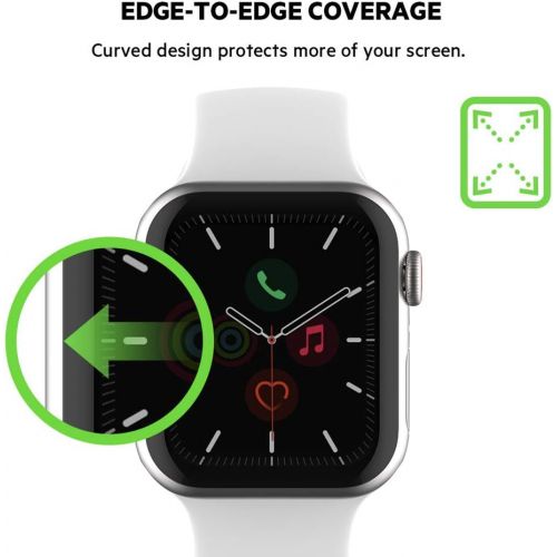 벨킨 Belkin Apple Watch Series 5 Screen Protector, Apple Watch Series 4 Screen Protector (Edge-to-Edge Apple Watch Screen Protector 44mm) (OVG002zzBLK)