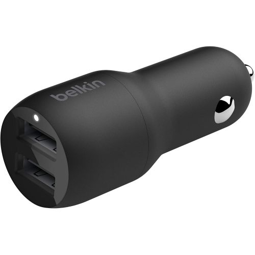 벨킨 Belkin Dual USB Car Charger 24W + USB-C Cable (Boost Charge Dual Port Car Charger, 2-Port USB Car Charger) Nintendo Switch Car Charger, iPad Pro Car Charger