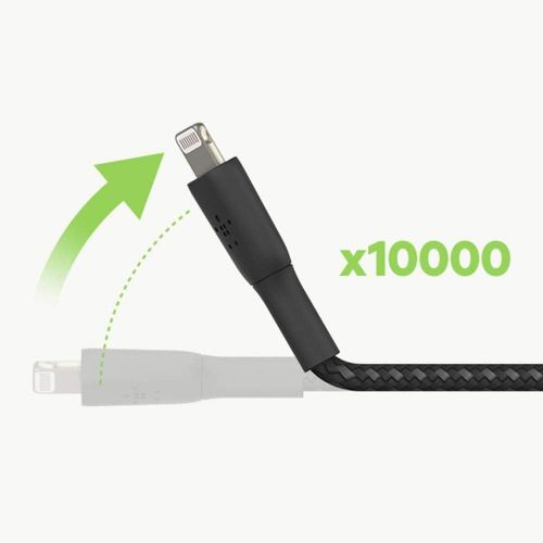 벨킨 Belkin iPhone Charging Cable (Braided Lightning Cable Tested to Withstand 1000+ Bends) Lightning to USB Cable, MFi-Certified iPhone Charging Cord (3ft/1m, Black)