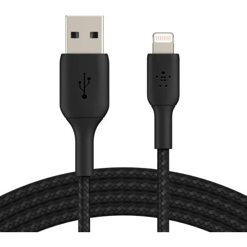 벨킨 Belkin iPhone Charging Cable (Braided Lightning Cable Tested to Withstand 1000+ Bends) Lightning to USB Cable, MFi-Certified iPhone Charging Cord (3ft/1m, Black)