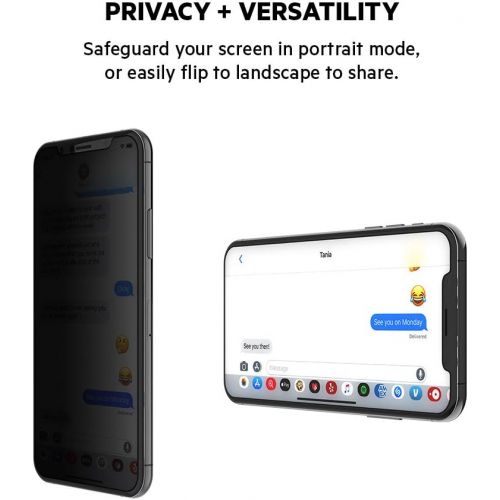 벨킨 Belkin Invisiglass Ultra Privacy Screen Protector for iPhone Xs, iPhone X (Privacy Screen Protector iPhone Xs, Privacy Screen Protector iPhone X), F8W924zz