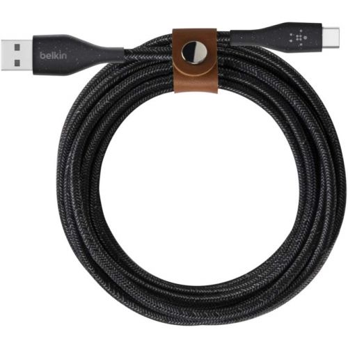 벨킨 Belkin DuraTek Plus USB-C to USB-A Cable w/Strap (Ultra-Durable USB-C Cable for Samsung Galaxy S10, Google Pixel 3, iPad Pro and More) 4ft, Black