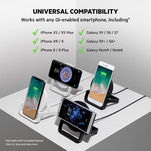 벨킨 Belkin Boost Up Wireless Charging Pad 10W  Qi Wireless Charger for iPhone XS, XS Max, XR / Samsung Galaxy S9, S9+, Note9 / LG, Sony and more (Black)