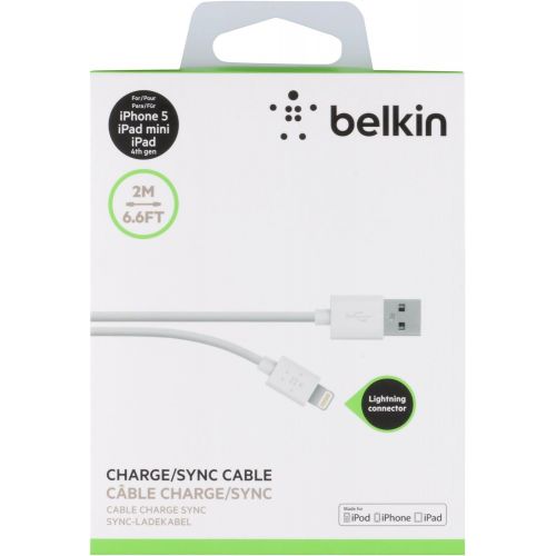 벨킨 Belkin Apple Certified MIXIT Lightning to USB Cable, 6.6 Feet / 2 Meters (White)