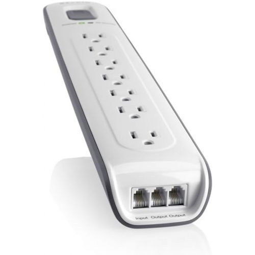 벨킨 Belkin 7-Outlet AV Power Strip Surge Protector with 12-Foot Power Cord and Telephone Protection, 2000 Joules (BV107200-12)